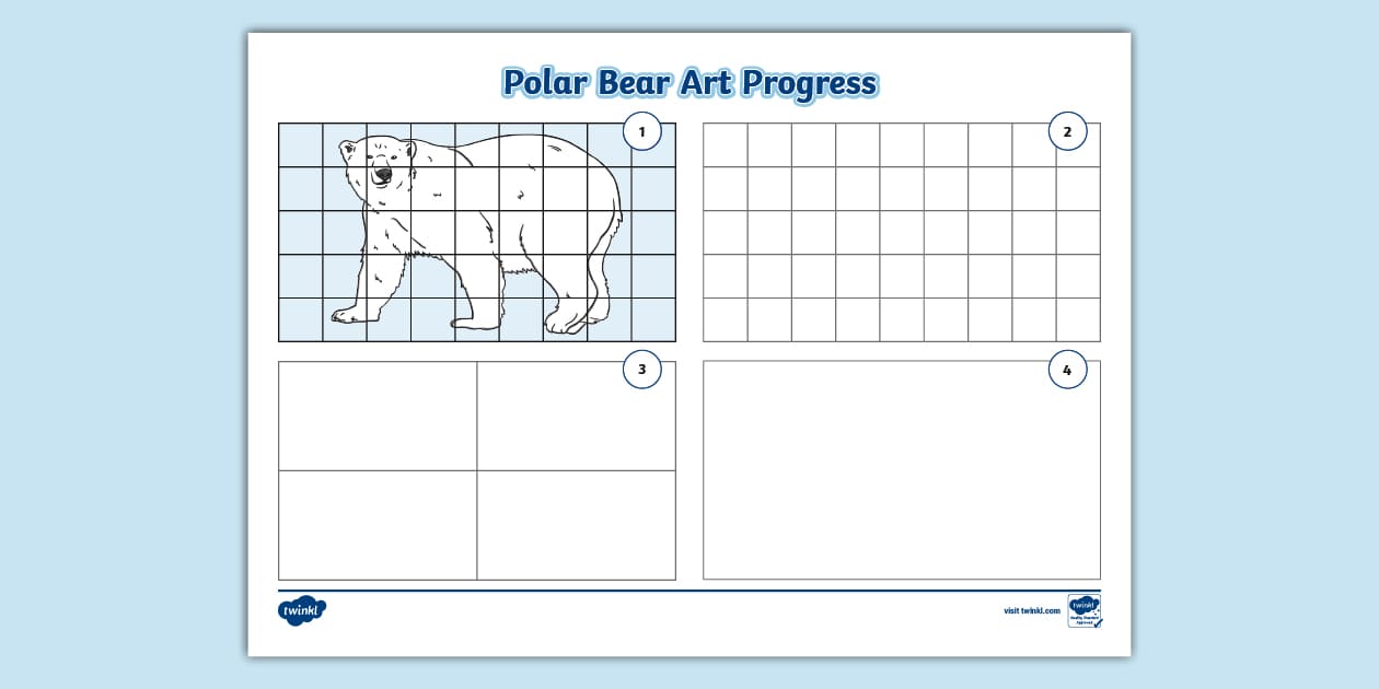KS1 Polar Bear Art Progress Template - Twinkl