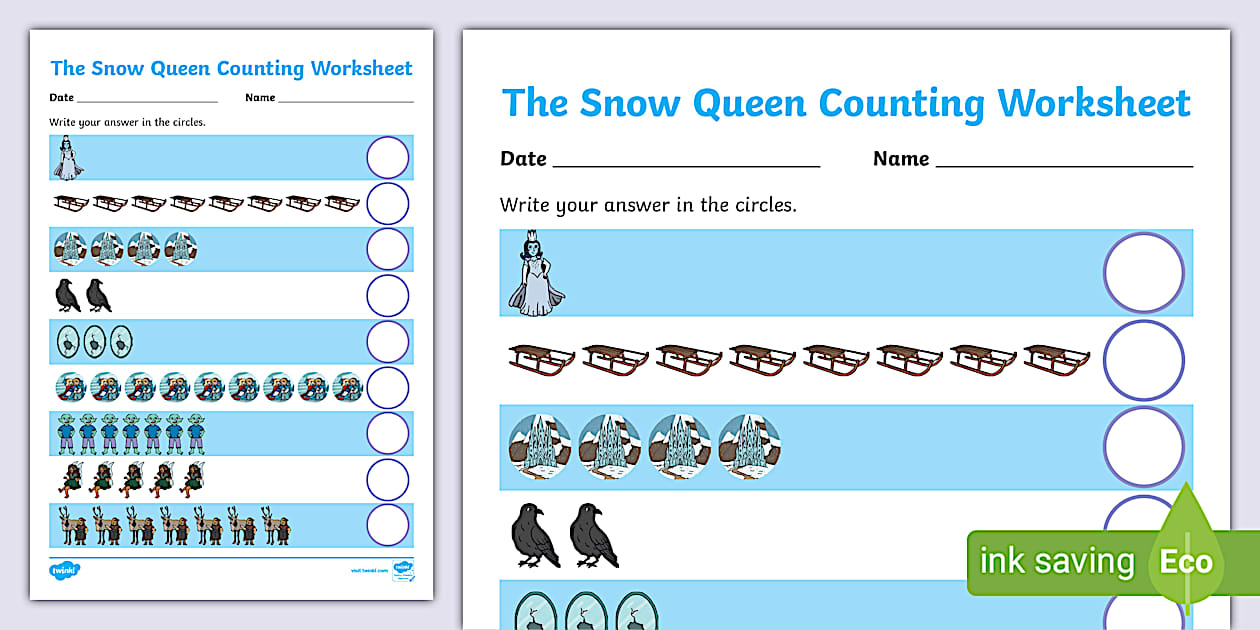 Counting Queen The Snow Queen Counting Sheet (teacher made) - Twinkl