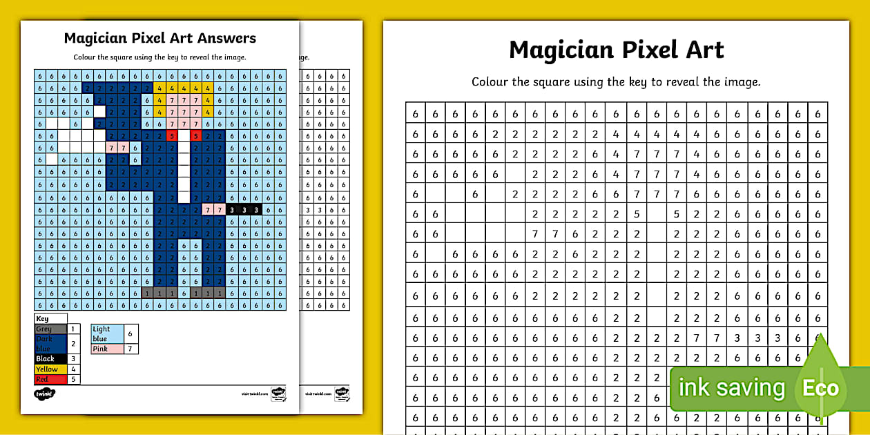 Magician Pixel Art Template (teacher made) - Twinkl