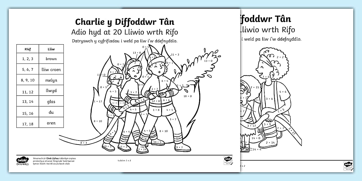 Charlie y Diffoddwr Tân: Adio hyd at 20 Lliwio wrth Rifo