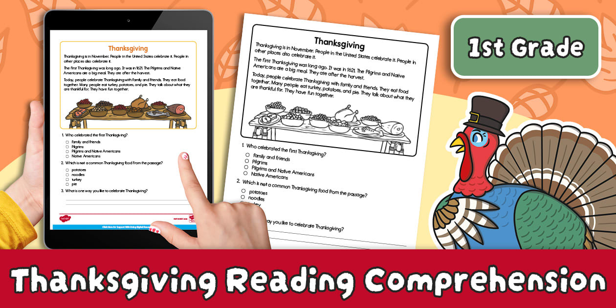 1st Grade Thanksgiving Reading Worksheet (Teacher Made)