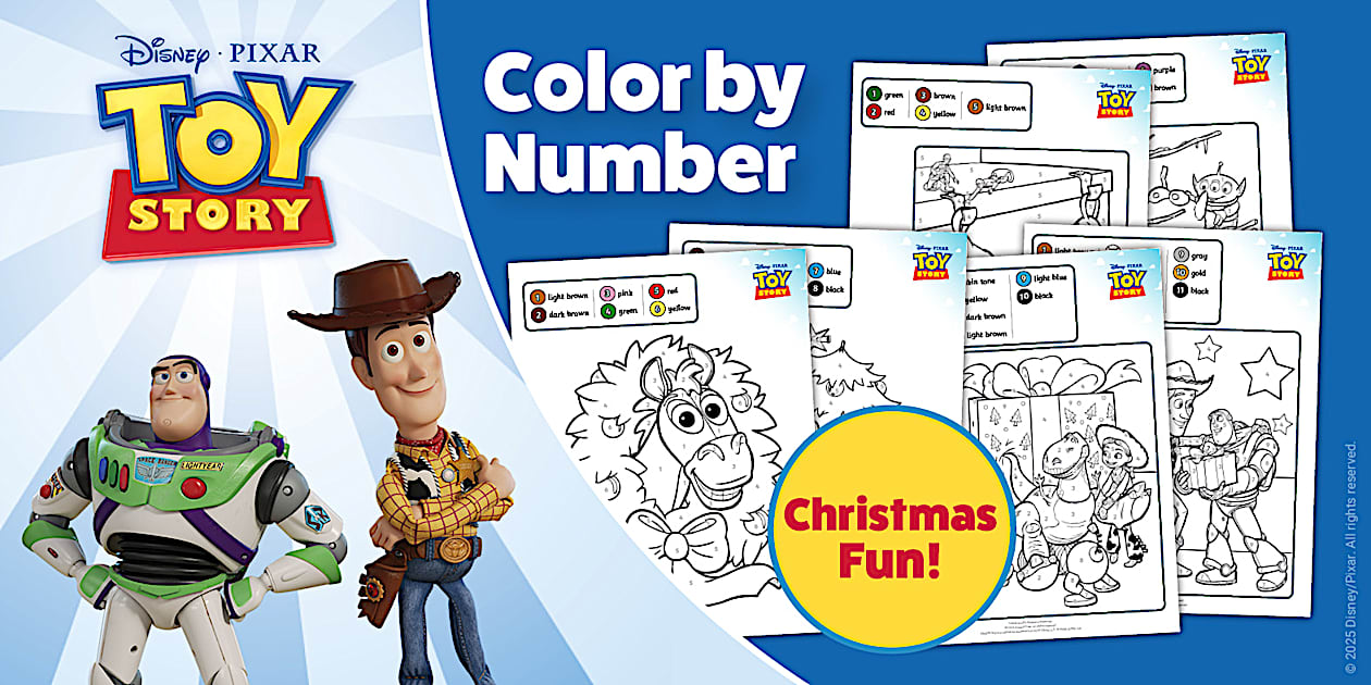 Toy Story: Christmas Color by Number Activities