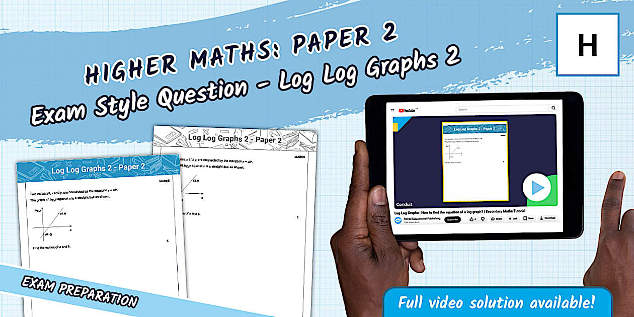 Higher Paper 2 Exam Style Question - Log Log Graphs 2