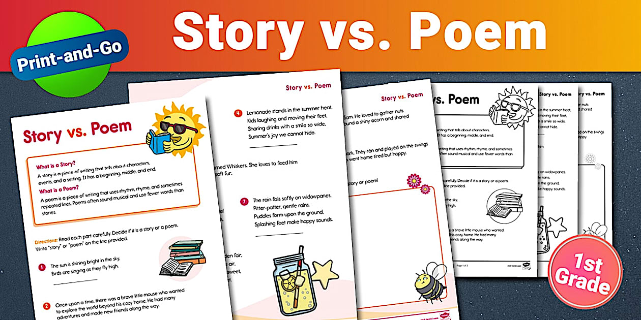 Story vs Poem Worksheet | First Grade | Twinkl USA