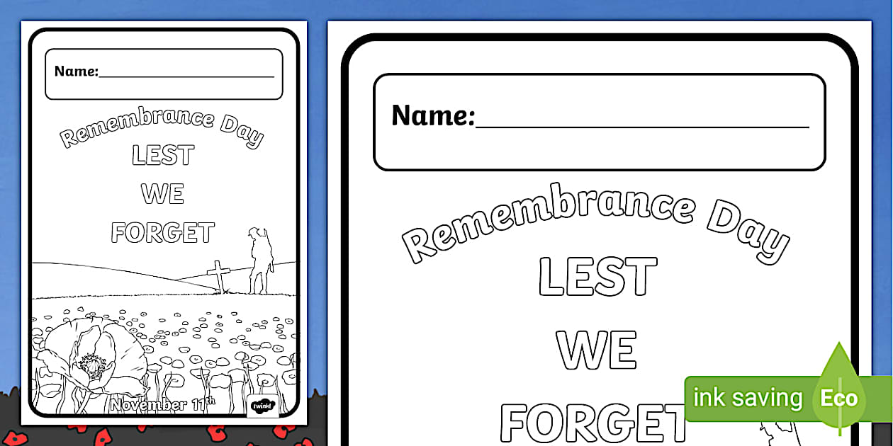 Remembrance Day Colouring Book Cover (teacher made) - Twinkl