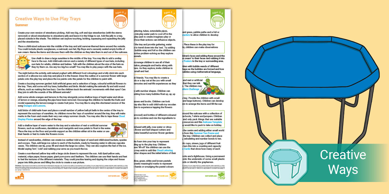 EYFS Ages 0-5 Summer Play Trays Planning Pack | Twinkl