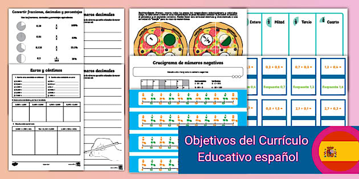 Pack de matemáticas. Números enteros, decimales y fracciones