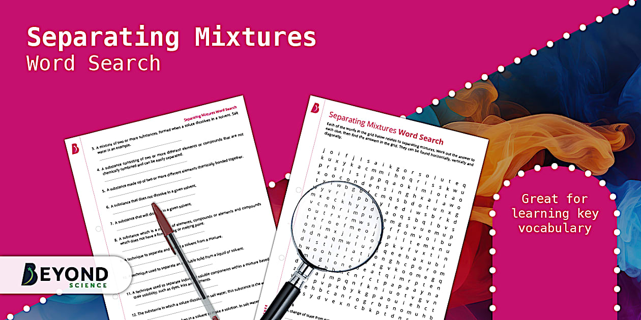 Separating Mixtures Word Search | Science | Beyond