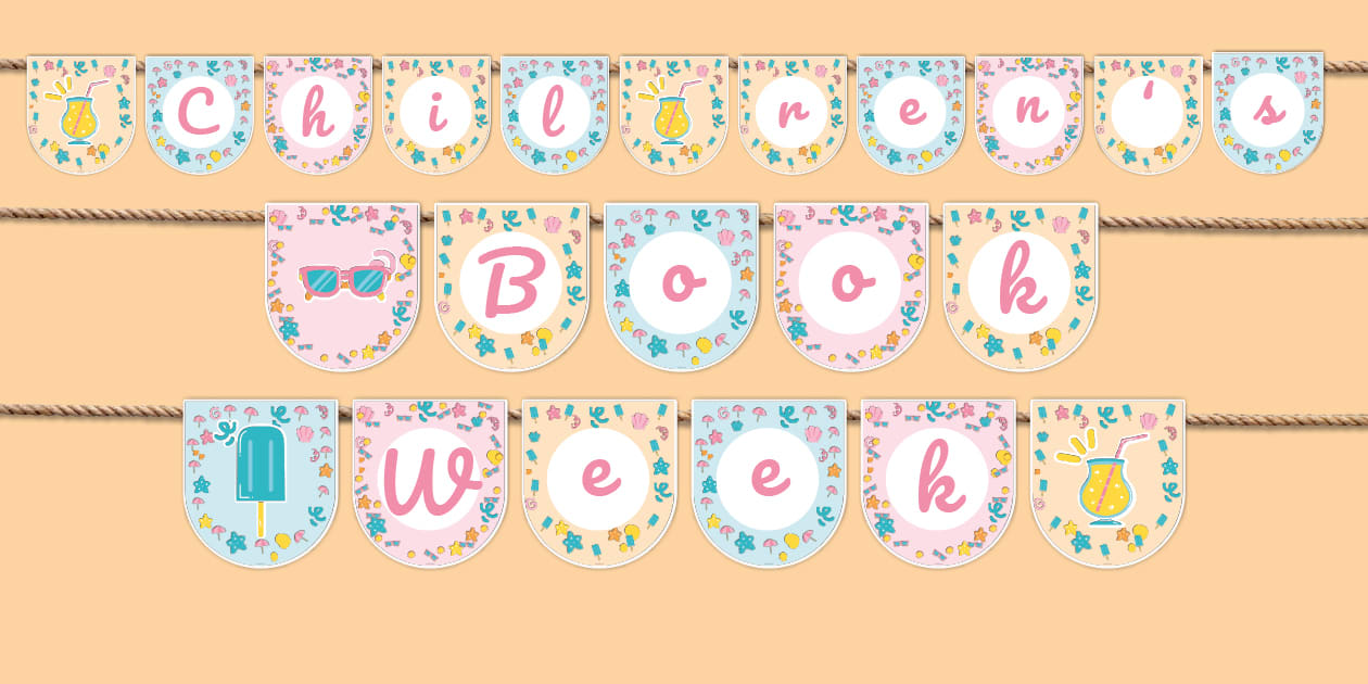 Summer Vibes Themed Children's Book Week Display Bunting
