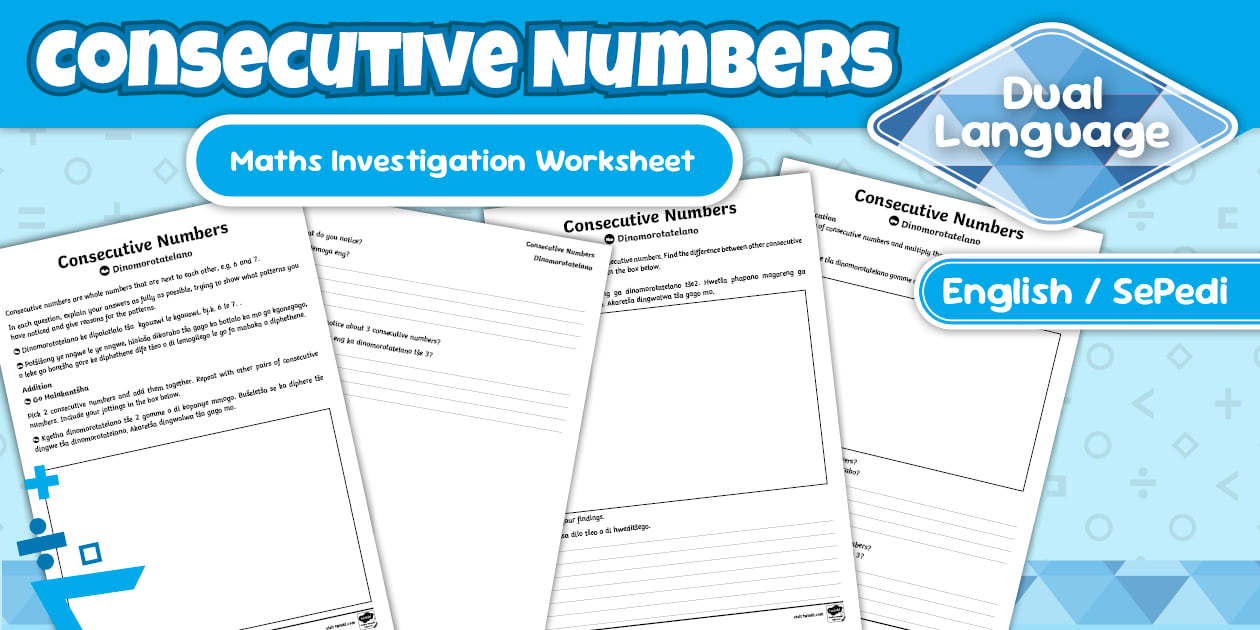 Consecutive Numbers Maths Investigation Worksheet Sepedi