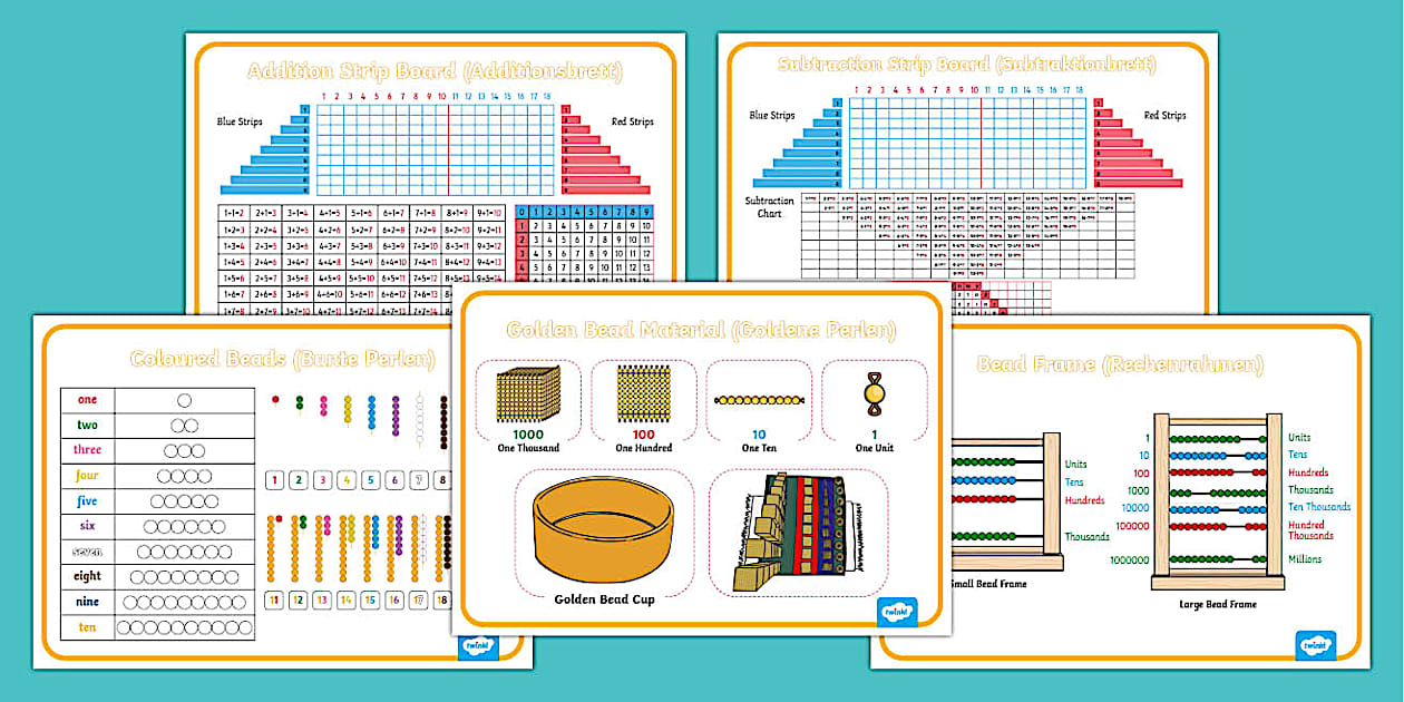 Montessori Beads and Strip Board Mats Pack (teacher made)