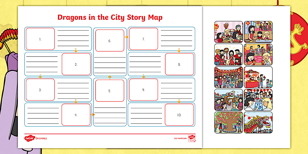 Dragons in the City Story Map (l'enseignant a fait) - Twinkl