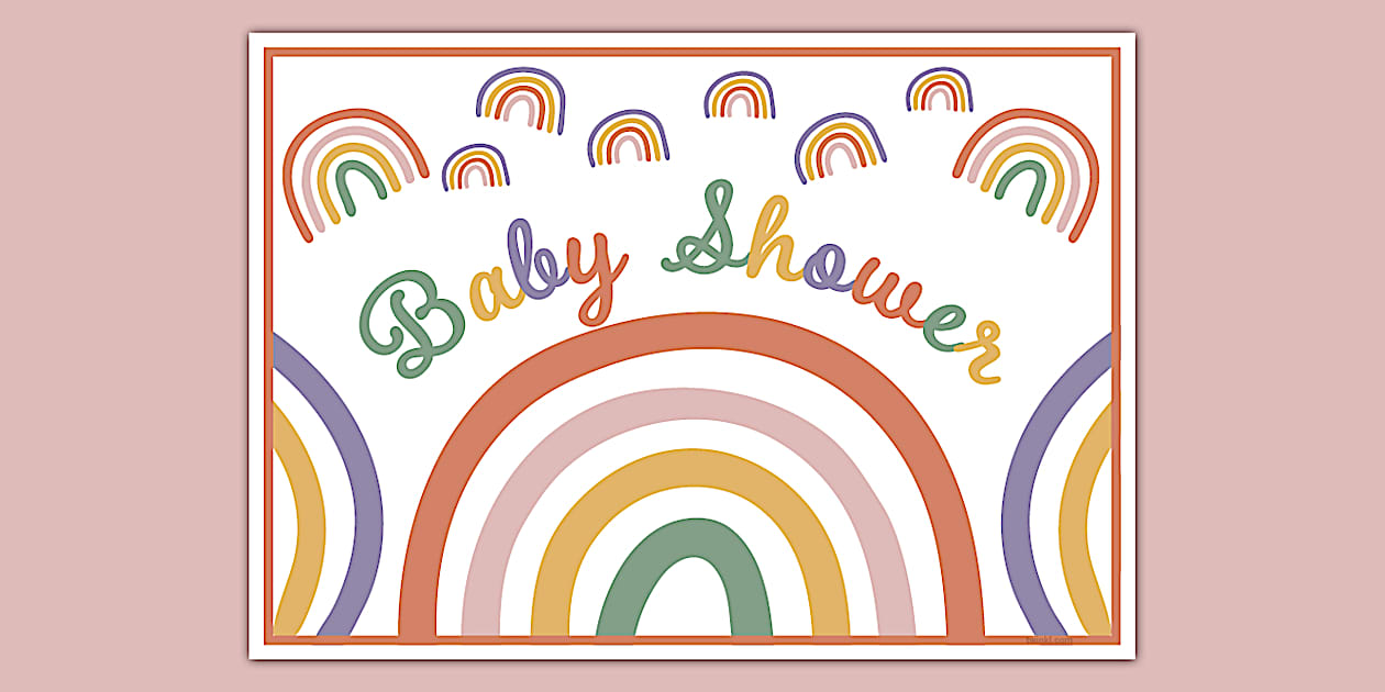 Muted Rainbow Themed Baby Shower Display Poster - Twinkl