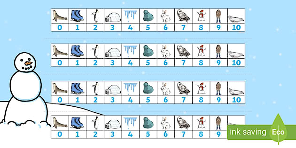 Numbers 0-10 Number Track (Winter) (teacher made) - Twinkl