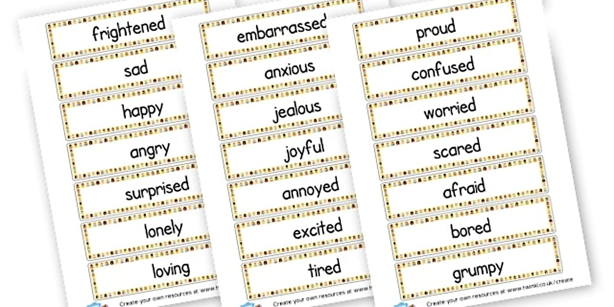Emotions Word Cards