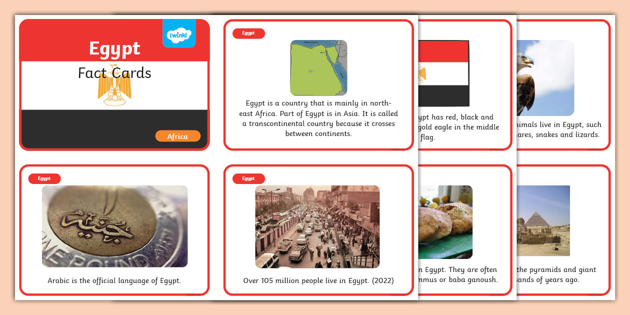 KS1 Egypt Fact Cards - Geography - Twinkl