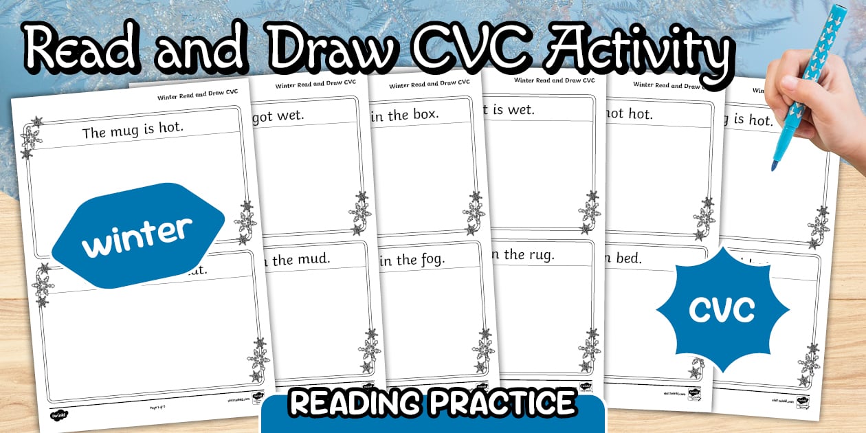 Winter Read and Draw CVC Activity Sheets