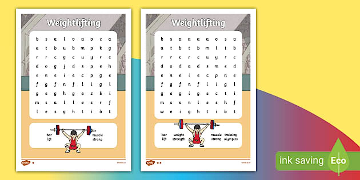 Weightlifting Differentiated Word Search (teacher made)