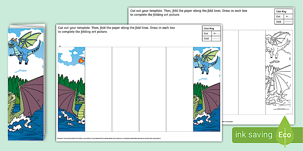 Dragon Folding Art Template (Hecho por educadores) - Twinkl