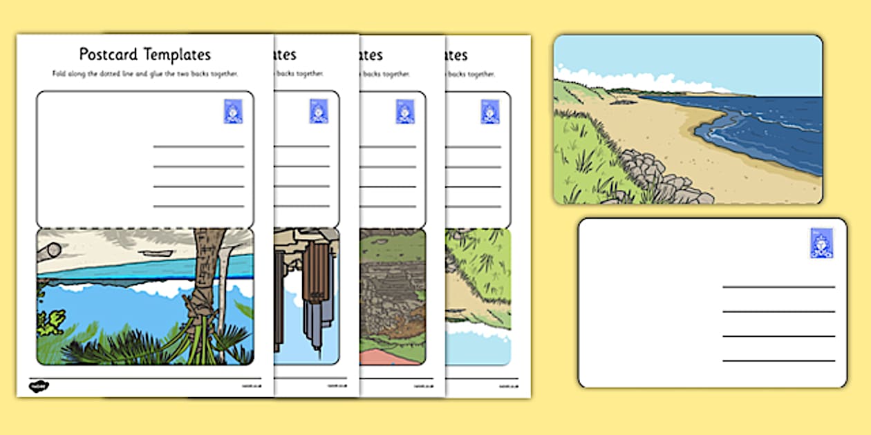 Black and White Post Office Postcard Templates Twinkl