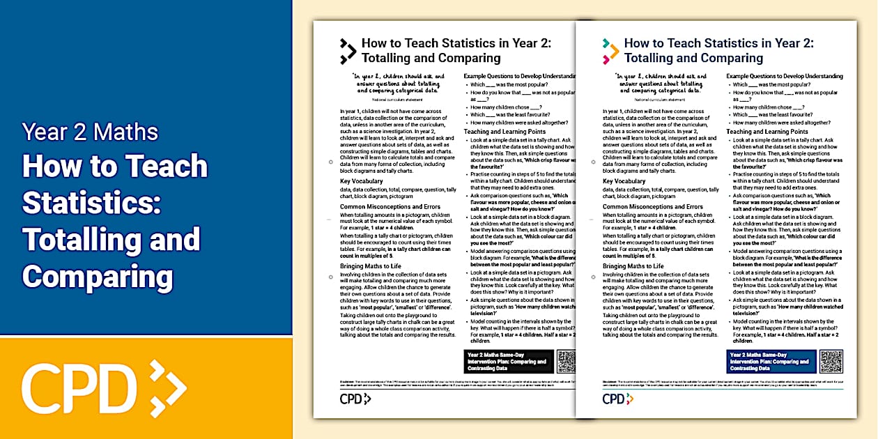 How to teach statistics in year 2 totalling and comparing