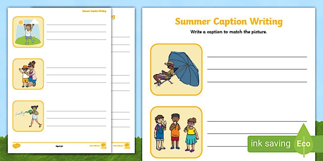 Summer-Themed Caption Writing Activity - Twinkl