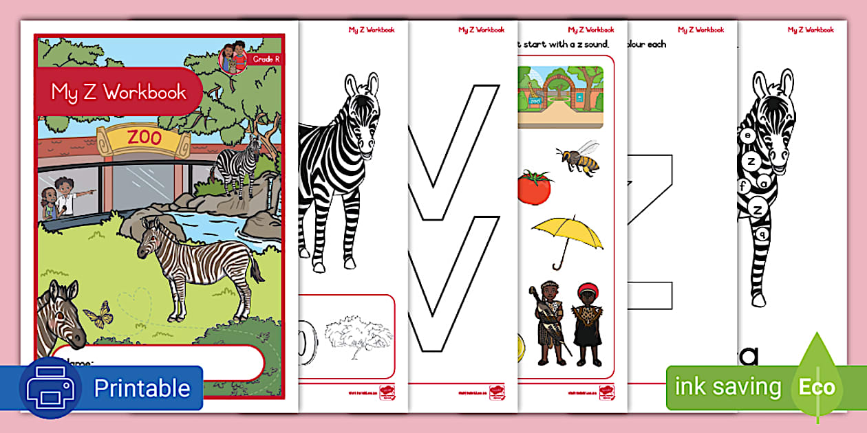 Rasheed R Z Grade R English - Phonics - Workbook: Letter Z