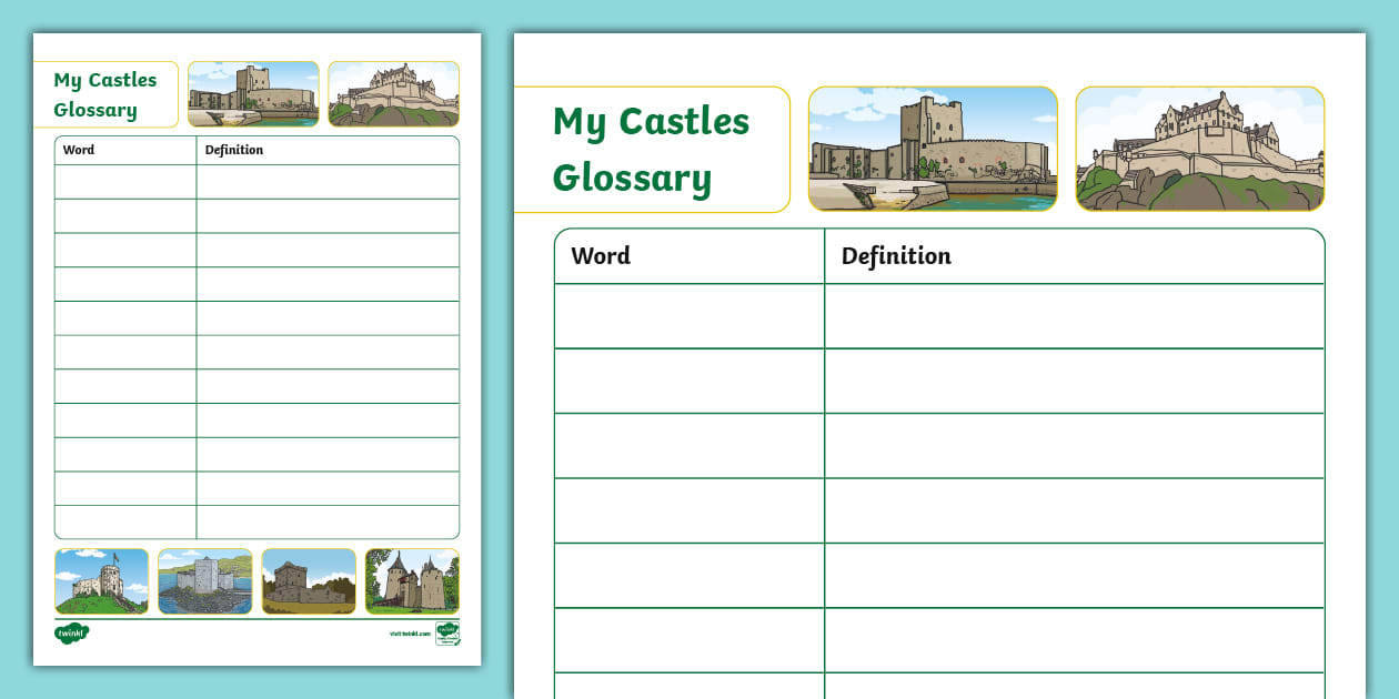 Castles Glossary Writing Template (teacher made) Twinkl