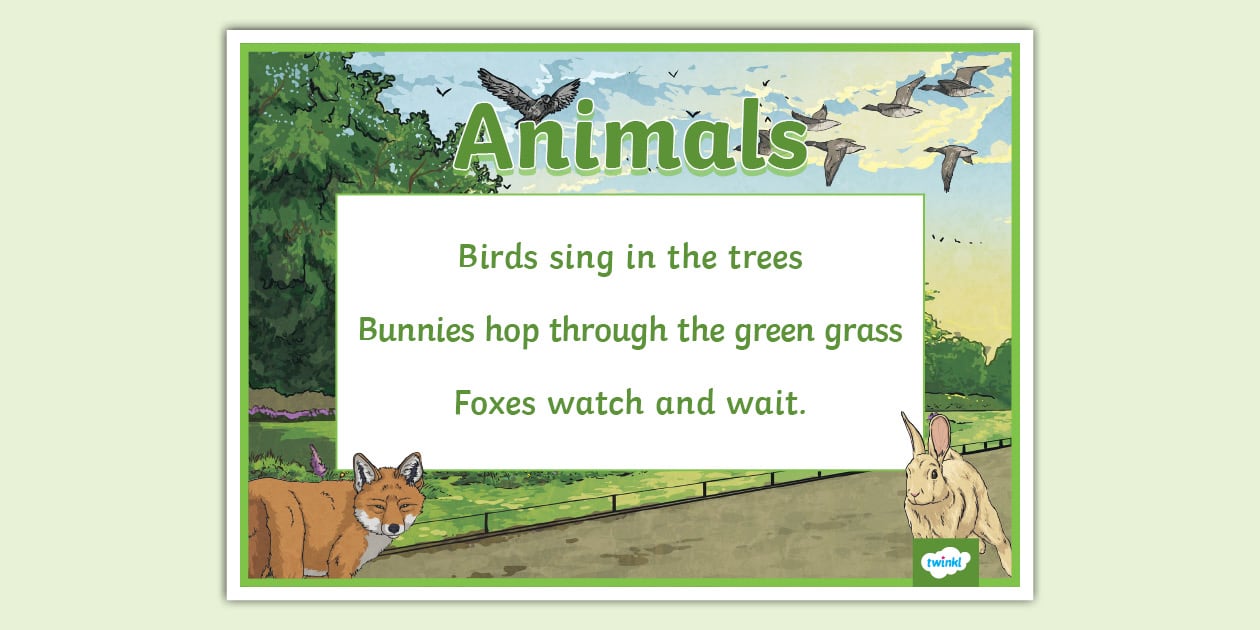 Animals Haiku Poetry Template (teacher made) Twinkl