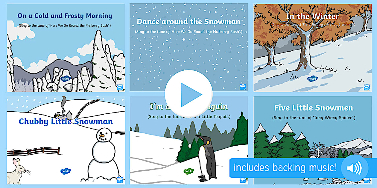 Winter themed songs and rhymes powerpoints pack twinkl