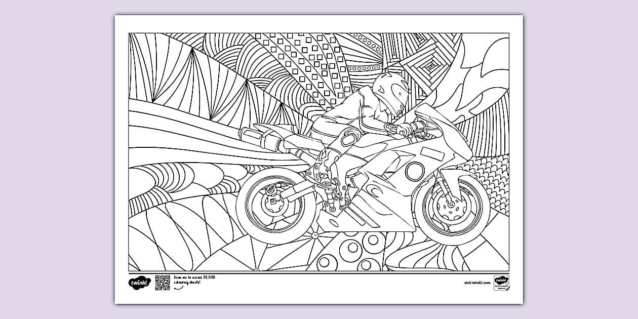 Mindfulness Motorbike Colouring Sheet (teacher made)
