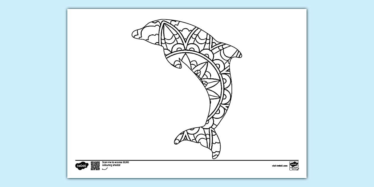 Dolphin Mandala Colouring Page (teacher made) - Twinkl
