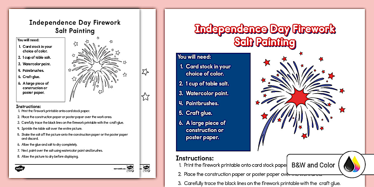 Firework Salt Painting Template | 2nd Grade Resource