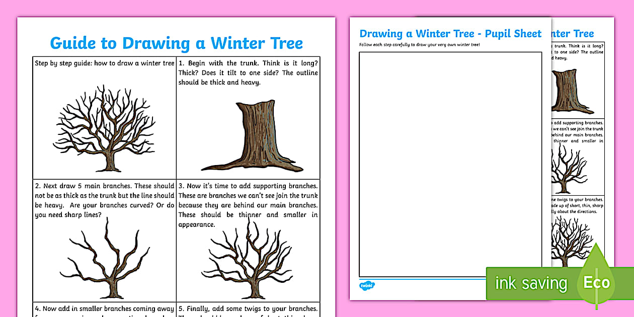 Winter Art Lesson 1: Drawing Trees Guide (teacher made)