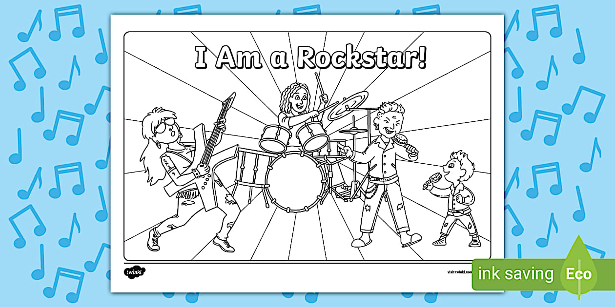👉 I Am a Rockstar Colouring Page (teacher made) Twinkl