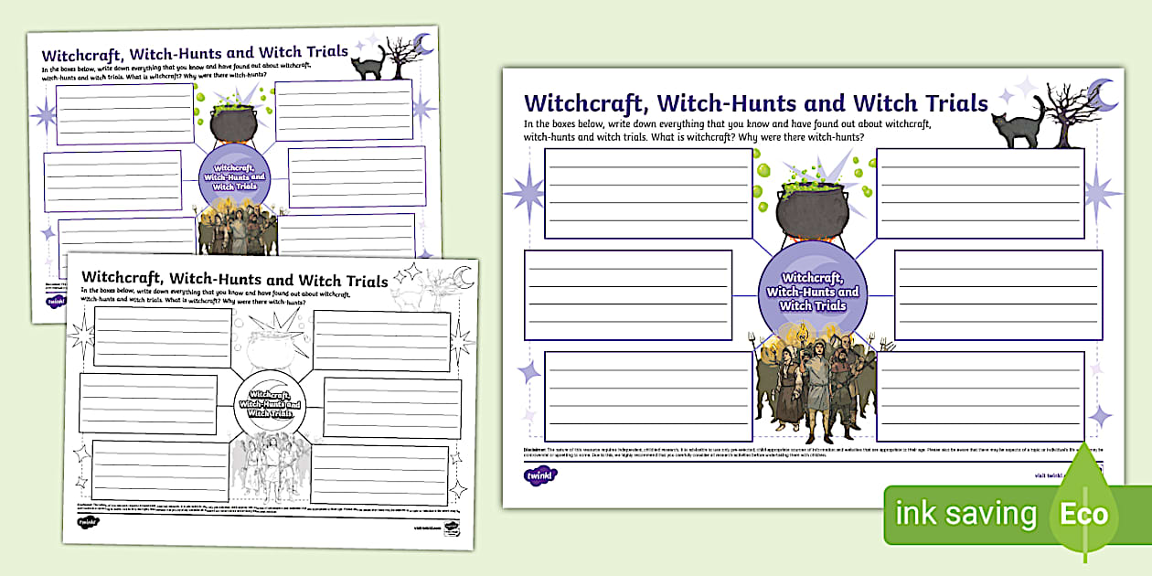 Witchcraft, WitchHunts and Witch Trials Mind Map Twinkl