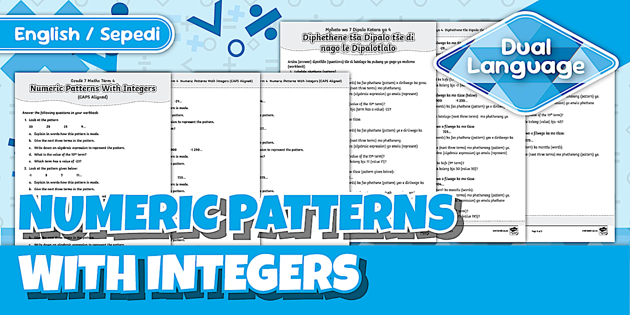 Grade 7 Maths Numeric Patterns with Integers Sepedi/English