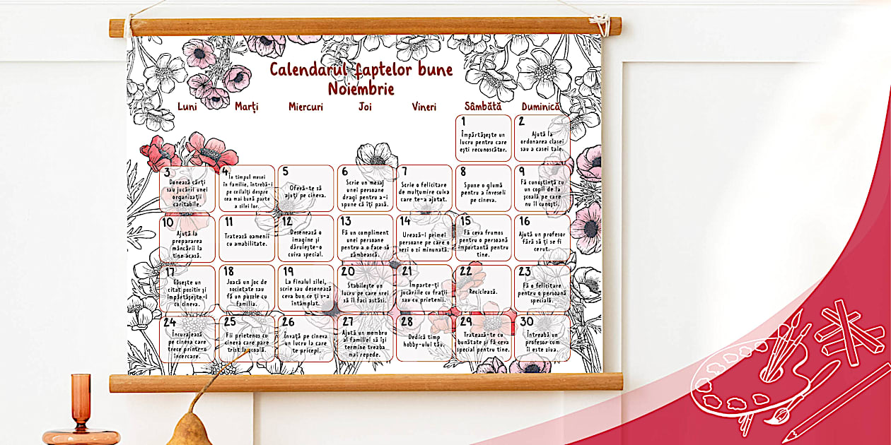 Calendarul faptelor bune: Noiembrie Planșă Galeria de artă