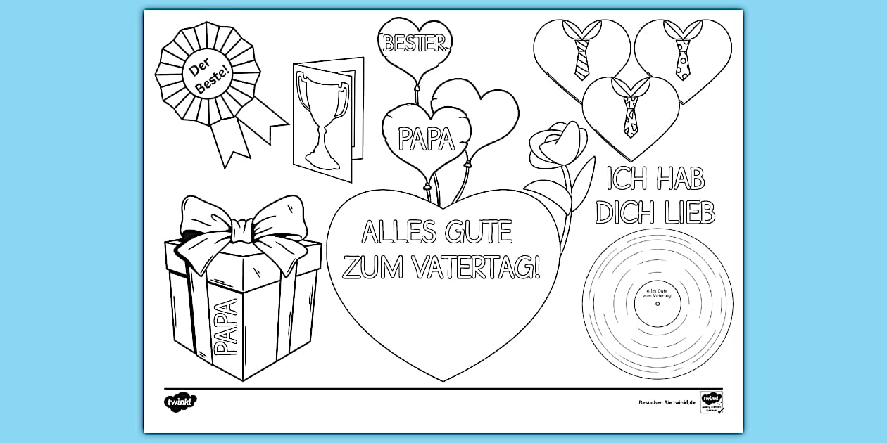 Vatertag: Alles Gute zum Vatertag - Ausmalbild - Twinkl