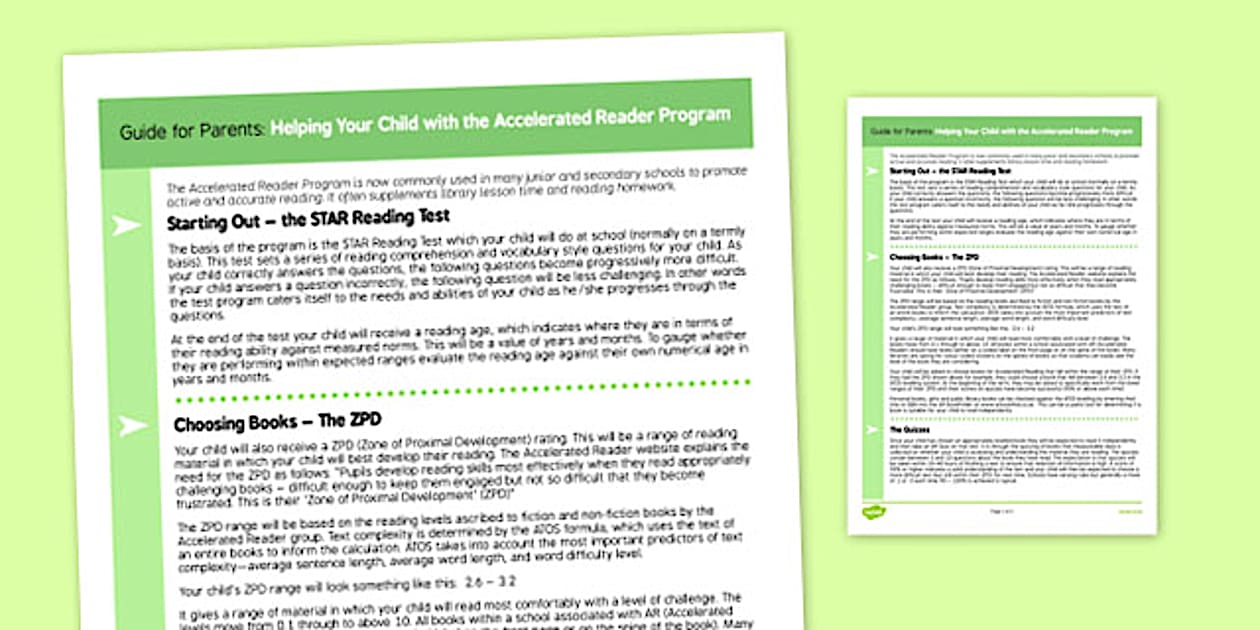 Guide for Parents to Support the Teaching on Accelerated Reader Program