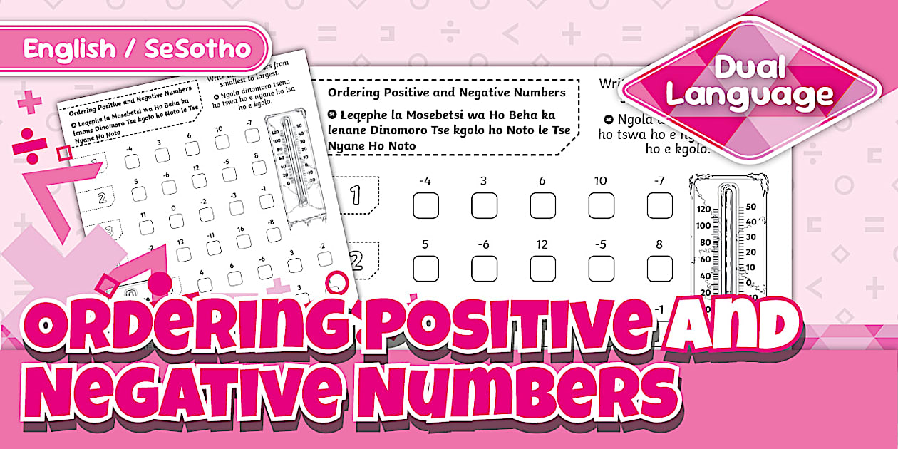 Grade 7 Maths Ordering Positive & Negative Numbers Worksheet