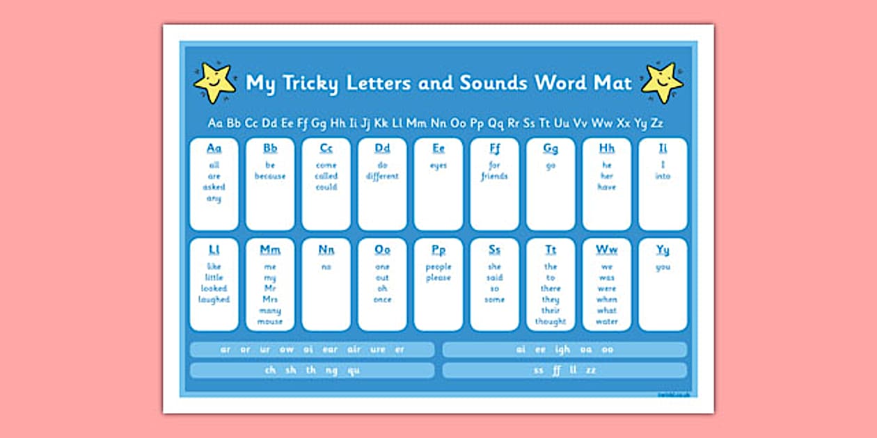Tricky Words Cursive Writing Cursive Tricky Letters and Sounds Word Mat (teacher made)