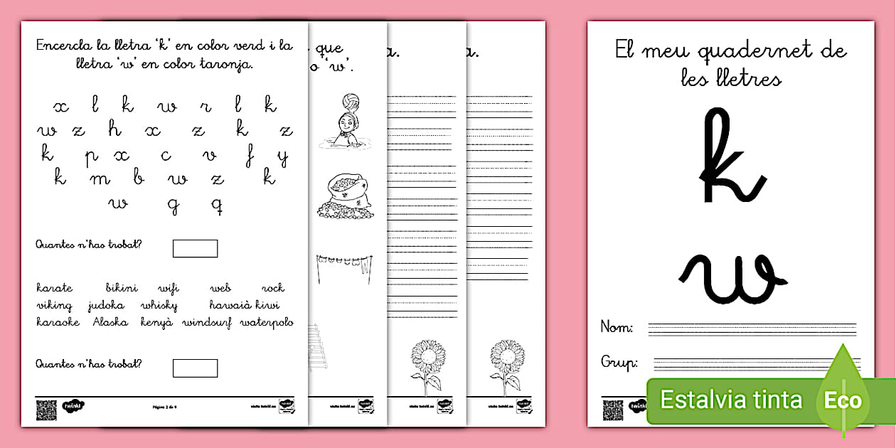 Quadernet de lectoescriptura: Les lletres K i W - Català