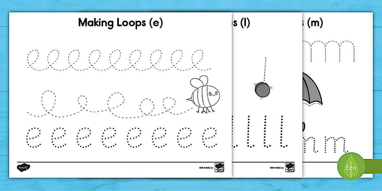 Making Loops, Lines and Zigzags Pencil Control Worksheets