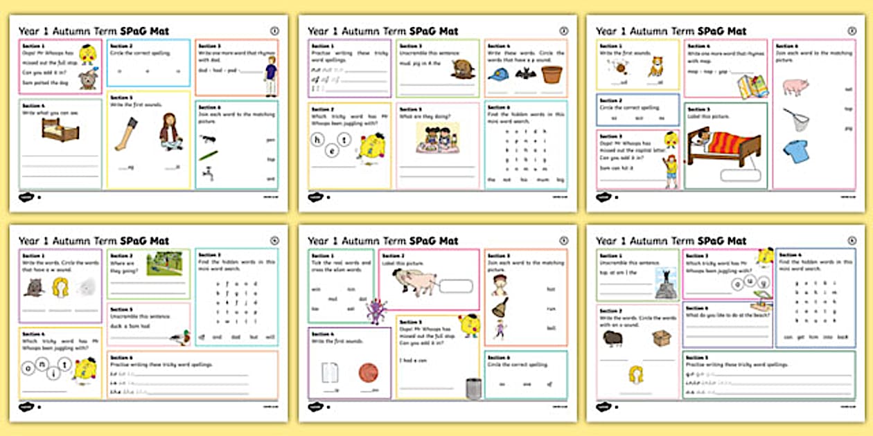 Year 1 Autumn Term 1 SPaG Activity Mats (teacher made)