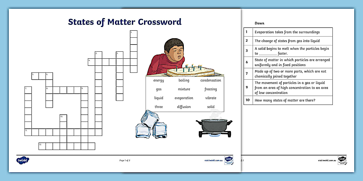 States of Matter Crossword (teacher made) Twinkl