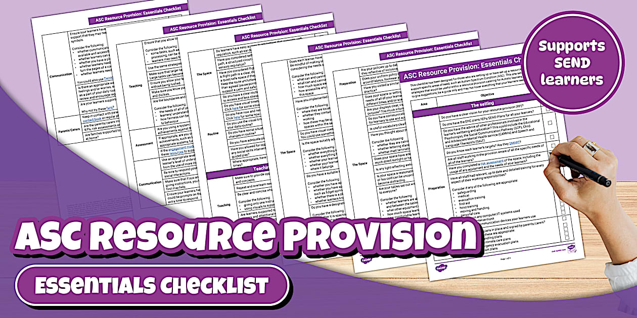 ASC Resource Provision Checklist for SEND (teacher made)