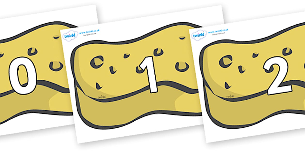 Numbers 0-31 on Sponges (Teacher-Made) - Twinkl