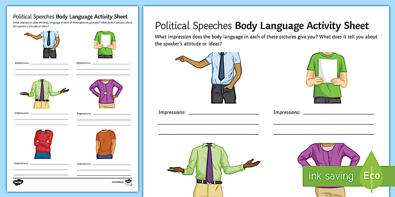 Body Language in English Worksheet / Worksheet Twinkl