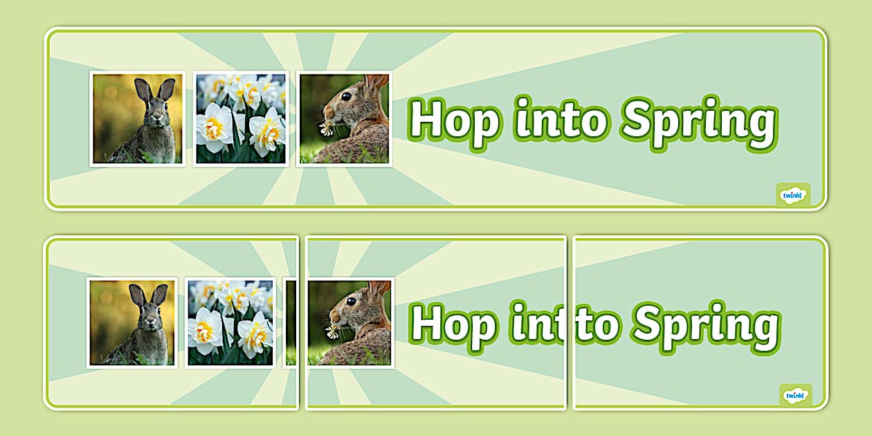 Hop into Spring Photo Display Banner (Teacher-Made) - Twinkl